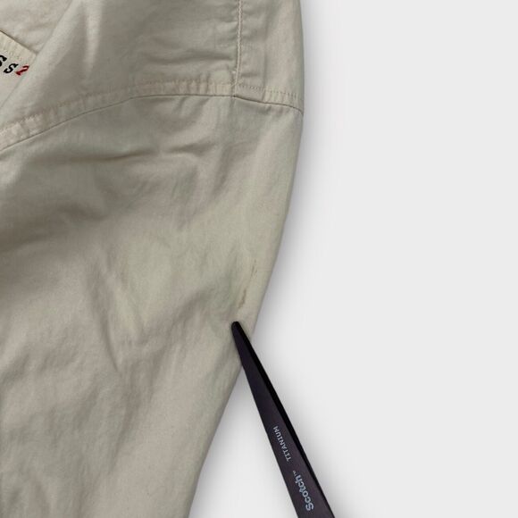 VINTAGE 90s Guess Shirt Mens Large Cream Twill Button Up Logo Casual Classic Fit - Picture 14 of 15